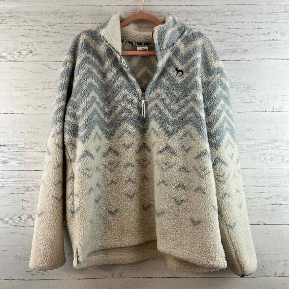PINK Victoria's Secret Sherpa Quarter Zip Pullover Size L